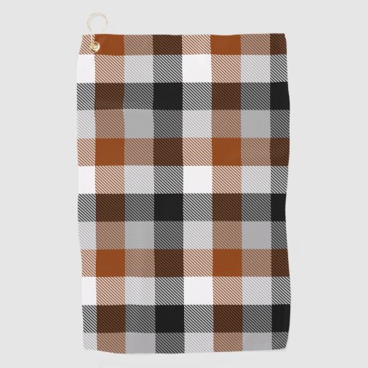 Serviette De Golf Brown noir blanc Twill En vichy design (Devant)