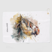 Serviette De Golf Bruant rustique, personnalisé (Horizontal)