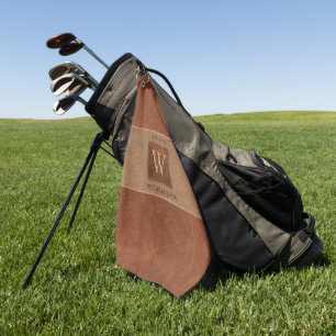 Serviette De Golf Brun ton chêne rayé ton cuir
