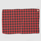 Serviette De Golf Buffle à chèque rouge noir plaqué (Horizontal)