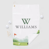 Serviette De Golf Buggy de Golf Classique Nom Personnalisé Monogramm (En situation)