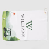 Serviette De Golf Buggy de Golf Classique Nom Personnalisé Monogramm (Horizontal)