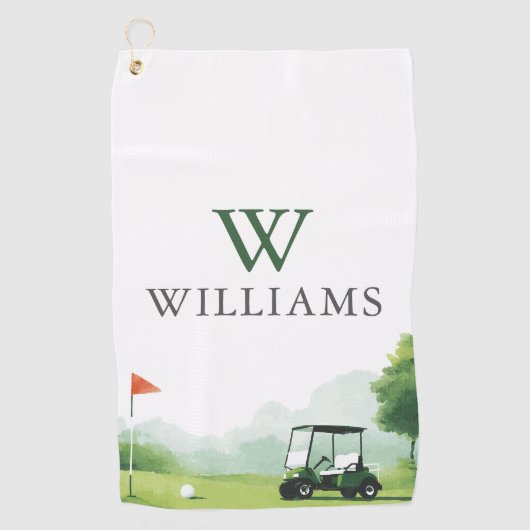 Serviette De Golf Buggy de Golf Classique Nom Personnalisé Monogramm (Devant)