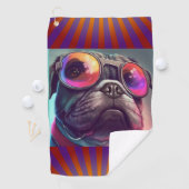 SERVIETTE DE GOLF BULL CHIEN FUNNY GOLF TOWEL (En situation)