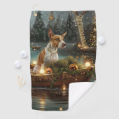 Serviette De Golf Bull Terrier Noël Festive Voyage (En situation)