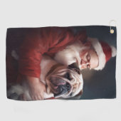 Serviette De Golf Bulldog avec Noël Festif du Père Noël (Horizontal)