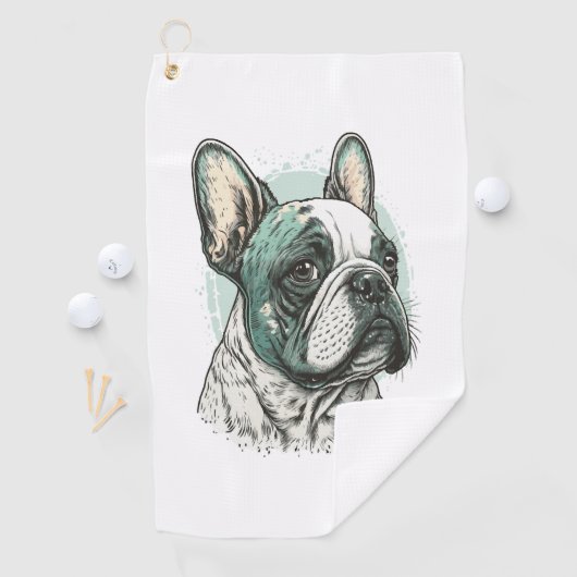 Serviette De Golf bulldog français (En situation)