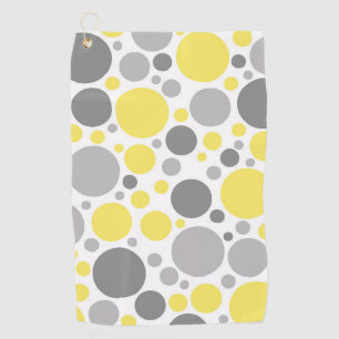 Serviette De Golf Bulles grises et jaunes modernes