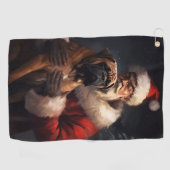 Serviette De Golf Bullmastiff avec Noël Festif du Père Noël (Horizontal)