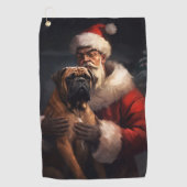 Serviette De Golf Bullmastiff avec Noël Festif du Père Noël (Devant)
