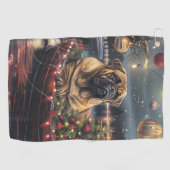Serviette De Golf Bullmastiff Noël Festive Voyage (Horizontal)