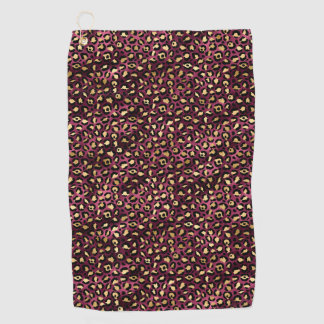 Serviette De Golf Burgundy et Gold Leopard Series Design 1