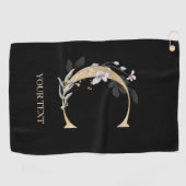 Serviette De Golf C Monogramme Floral Personnalisé (Horizontal)
