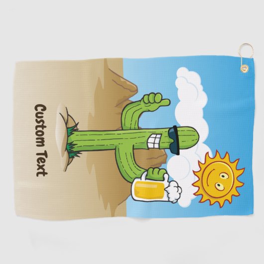 Serviette De Golf Cactus avec bière (Horizontal)