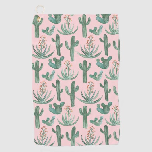 Serviette De Golf Cactus du désert Saguaro Succulents Aquarelle (Devant)