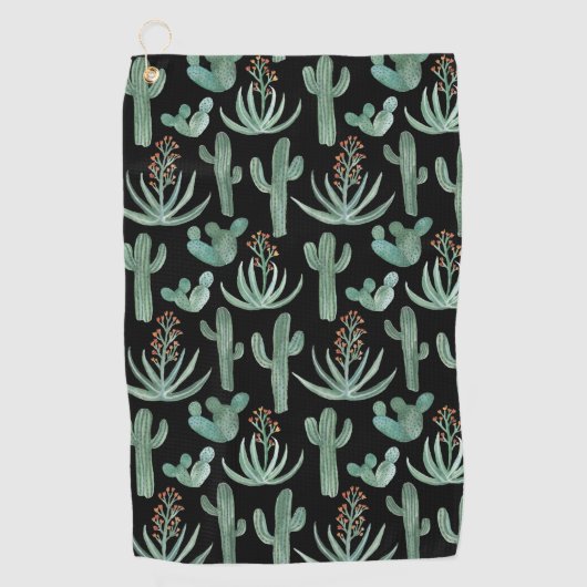 Serviette De Golf Cactus du désert Saguaro Succulents Aquarelle (Devant)