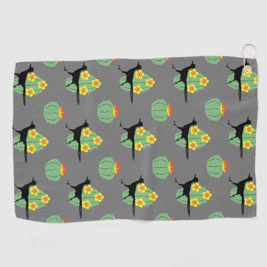 Serviette De Golf Cactus Et Roulements (Horizontal)