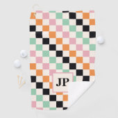 Serviette De Golf Cadeau de golf à monogramme à damier rétro (En situation)