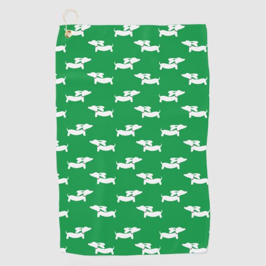 Serviette De Golf Cadeau de golf Dachshund Vert (Devant)