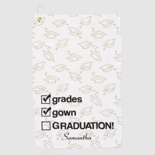 Serviette De Golf Cadeau de graduation de nom personnalisé   Drôle G