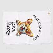 Serviette De Golf Cadeau de la Fête du Père Corgi (Horizontal)