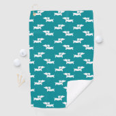 Serviette De Golf Cadeau de maman golfeuse teckel sarcelle (En situation)