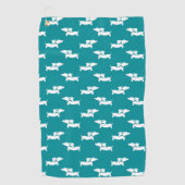 Serviette De Golf Cadeau de maman golfeuse teckel sarcelle (Devant)