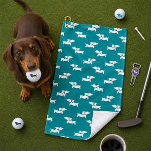 Serviette De Golf Cadeau de maman golfeuse teckel sarcelle