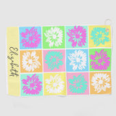 Serviette De Golf Cadeau Floral Moderne Pour Sa Dame Golfer Nom Pers (Horizontal)