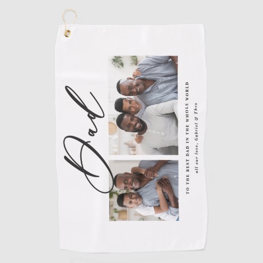 Serviette De Golf Cadeau minime de script multi photo moderne (Devant)