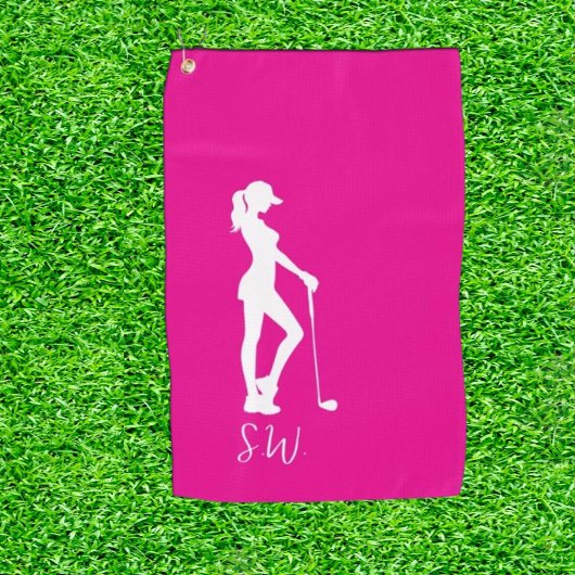 Serviette De Golf Cadeau réfléchi golfeur de dame rose
