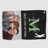 Serviette De Golf Cadeau tendance Monogram & Photo Fête des pères (Horizontal)