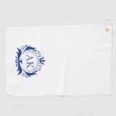 Serviette De Golf Cadre et Couronne de luxe bleu élégant (Horizontal)