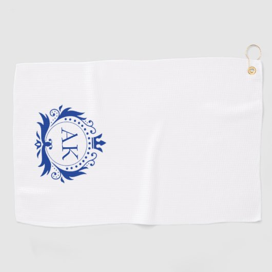 Serviette De Golf Cadre et Couronne de luxe bleu élégant (Horizontal)