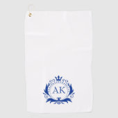 Serviette De Golf Cadre et Couronne de luxe bleu élégant (Devant)
