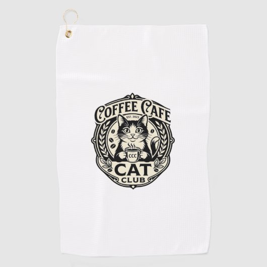 Serviette De Golf Café Café Chat Drôle Chat Graphique - Café Café Ca (Devant)