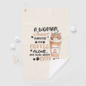 Serviette De Golf Café & Chats - Cute Kawaii Art (En situation)