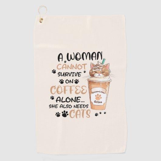 Serviette De Golf Café & Chats - Cute Kawaii Art (Devant)