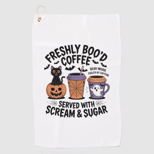 Serviette De Golf Café Halloween fraîchement dragué (Devant)