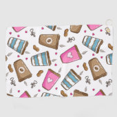 Serviette De Golf Cafés, Haricots, Coeurs, Amateur De Café (Horizontal)