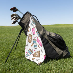Serviette De Golf Cafés, Haricots, Coeurs, Amateur De Café