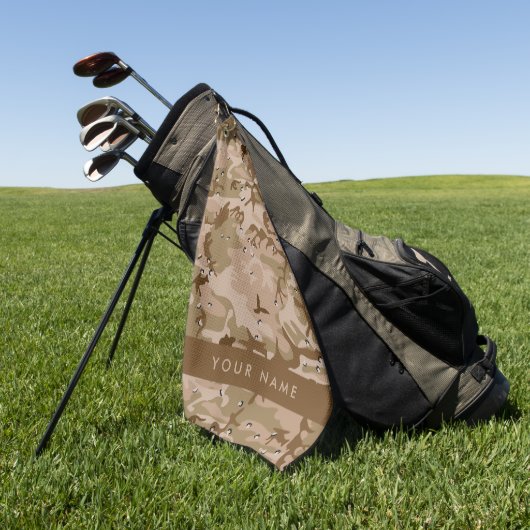 Serviette De Golf Cailloux du Camouflage du désert, Votre nom, Perso (Vert)