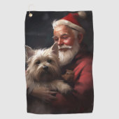 Serviette De Golf Cairn Terrier Avec Noël Festif Du Père Noël (Devant)