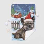 Serviette De Golf Cairn Terrier Chien Winter Wonderland Noël Joie (En situation)