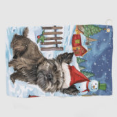 Serviette De Golf Cairn Terrier Chien Winter Wonderland Noël Joie (Horizontal)