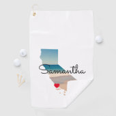 Serviette De Golf California Shape Heart Photo  (En situation)