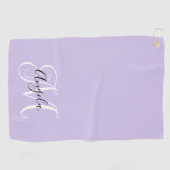 Serviette De Golf Calligraphie de fille Monogramme Lavande pâle (Horizontal)