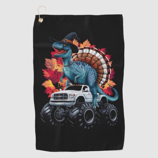 Serviette De Golf Camion Monster T-Rex Dinosaur de Thanksgiving (Devant)