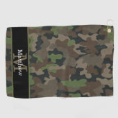 Serviette De Golf Camo vert de l'armée Chasseur militaire Monogramme (Horizontal)