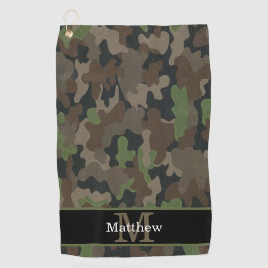 Serviette De Golf Camo vert de l'armée Chasseur militaire Monogramme (Devant)
